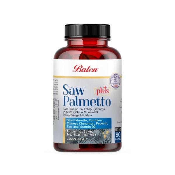 Balen Saw Palmetto Plus Cüce Palmiye Çinko D3 Vitamin 685 Mg 80 Kapsül